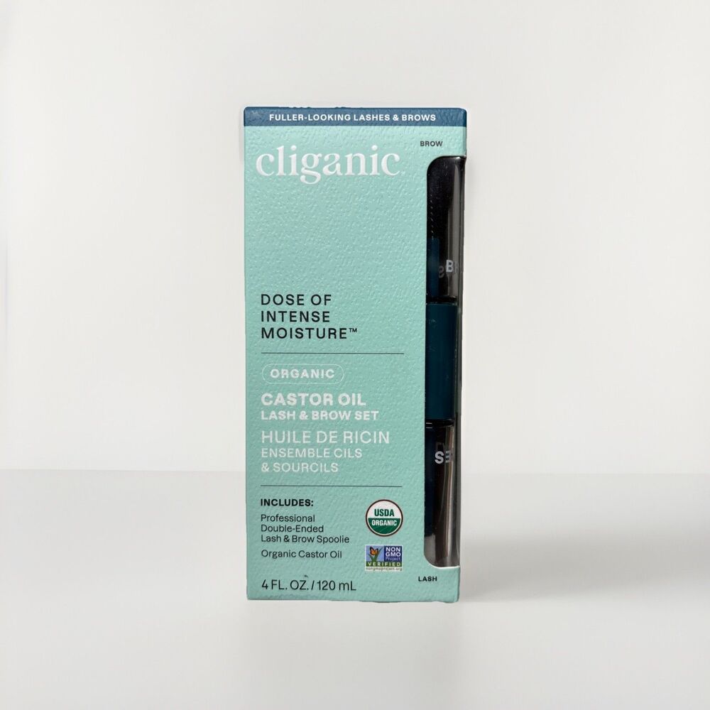 Cliganic USDA Organic Castor Oil Pure Eyelash Kit Hair Skin Cold Pressed Intense